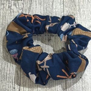 Chic Jem Blue and Brown telescope Print Hair Scrunchie